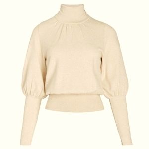 Express High Ribbed Blouson Sleeve Turtleneck Sweater